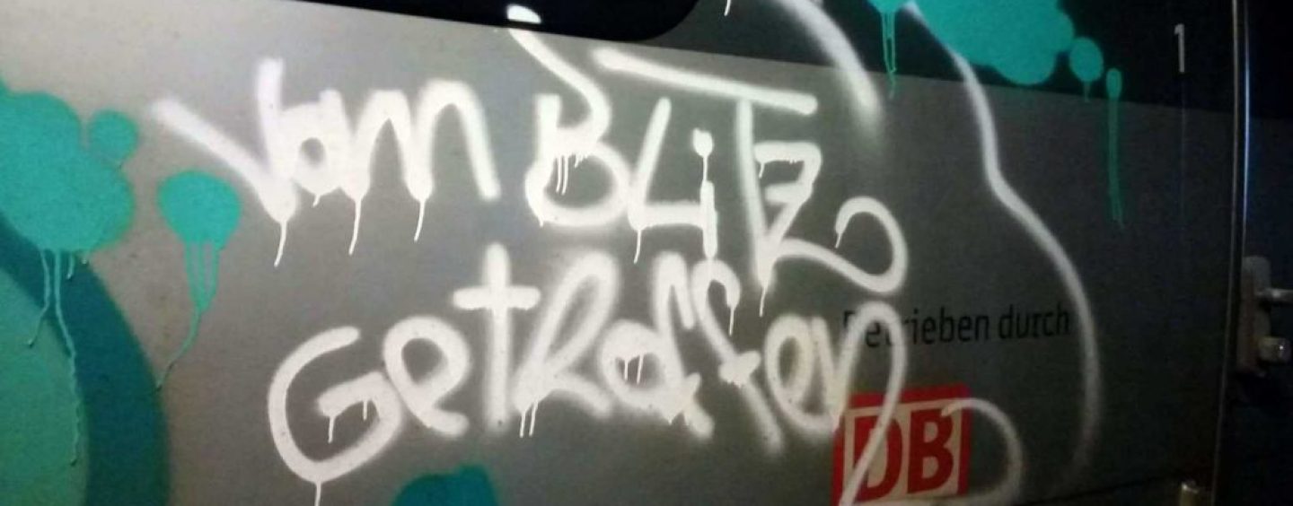 Graffitientfernung an einem Zug der S-Bahn