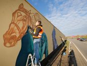 Graffiti-Künstler gestalten Lärmschutzwand in Halle-Neustadt