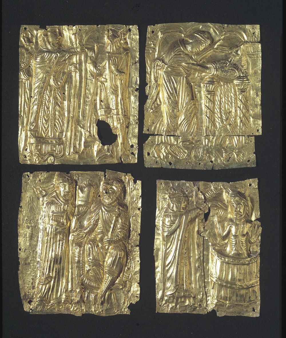 Tamdrup-Tafel mit der Taufe von Harald Blauzahn unten rechts, Foto The National Museum of Danmark